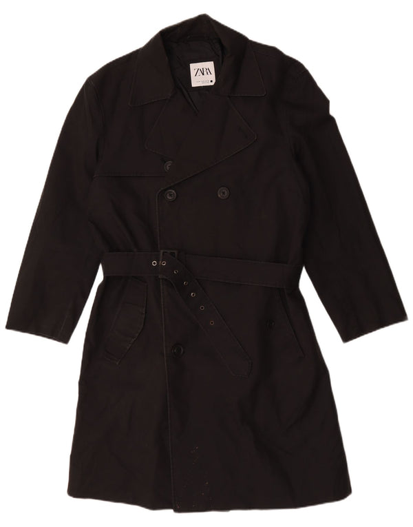 Zara Herren Trenchcoat UK 38 Medium Schwarz Polyester