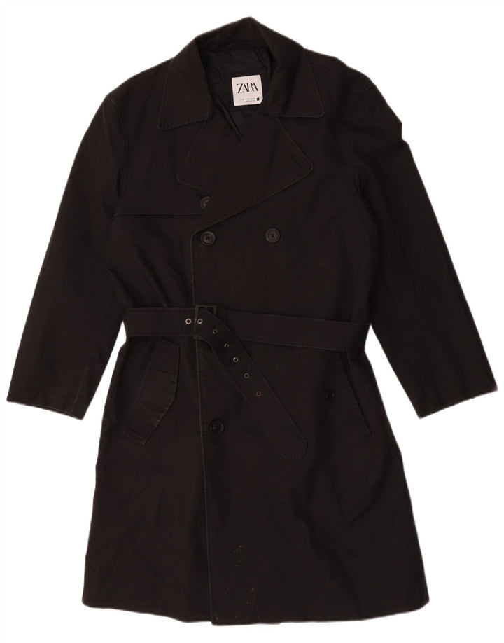 Zara Herren Trenchcoat UK 38 Medium Schwarz Polyester