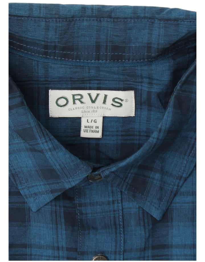 Orvis Herren-Kurzarmhemd, groß, blau kariert, Polyester