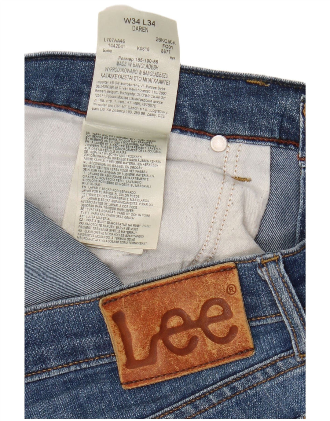 Lee Damen Daren Straight Jeans W34 L29 Blaue Baumwolle