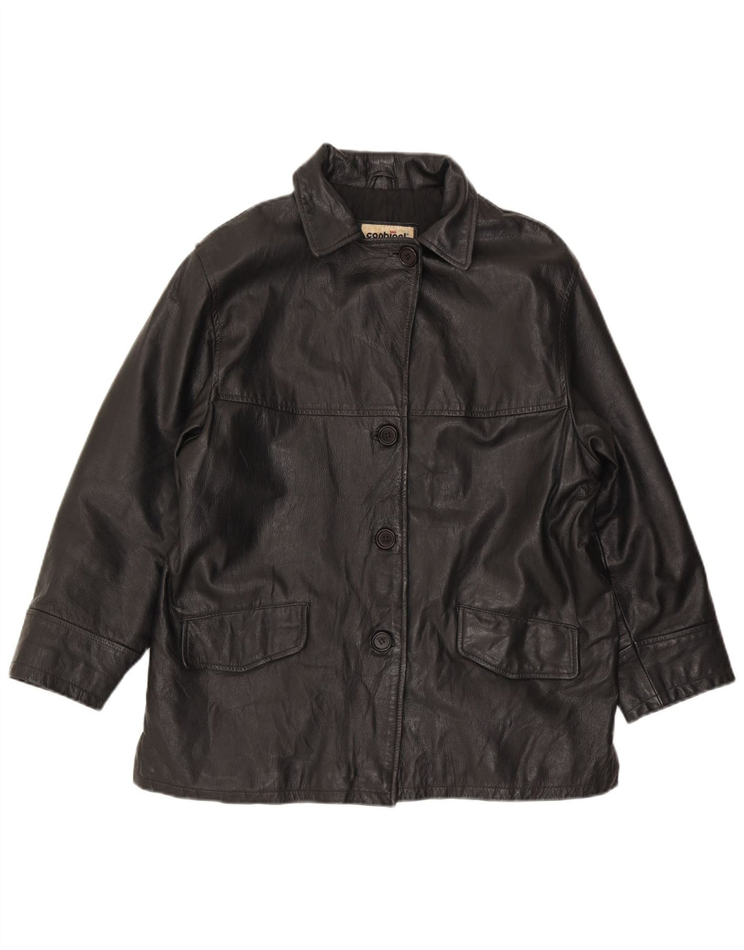 Conbipel Damen Übergroße Lederjacke IT 44 Mittelschwarzes Leder