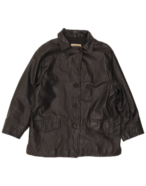 Conbipel Damen Übergroße Lederjacke IT 44 Mittelschwarzes Leder