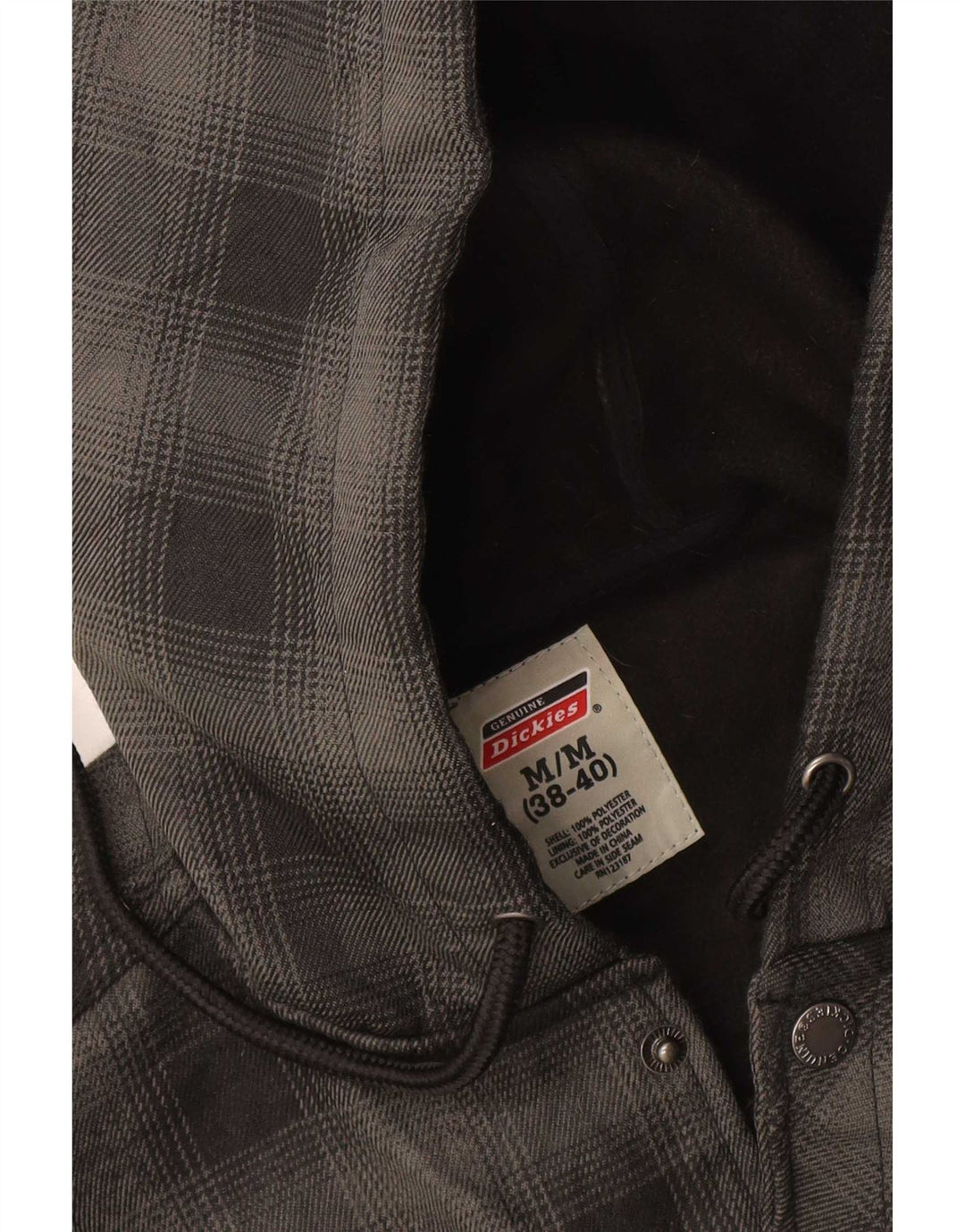 Dickies Herren-Lumberjack-Hemd mit Kapuze, UK 38/40, mittelgrau kariertes Polyester