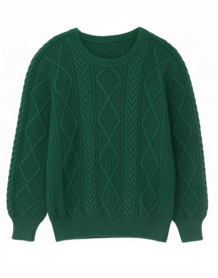 Vintage Herren Pullover mit Rundhalsausschnitt Mittelgrün