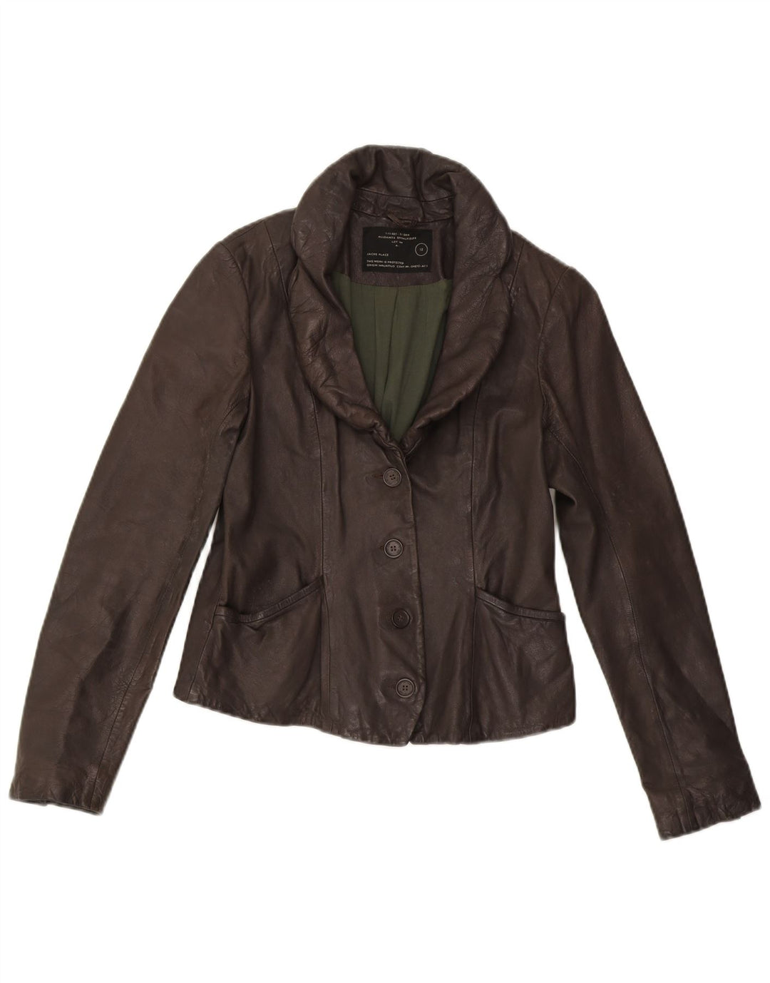 ALL SAINTS Womens Crop Leather Jacket UK 12 M Brown Leather