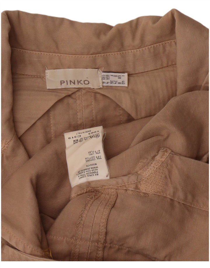 PINKO Damen-Blazerjacke mit 2 Knöpfen, Größe S, Beige, Baumwolle