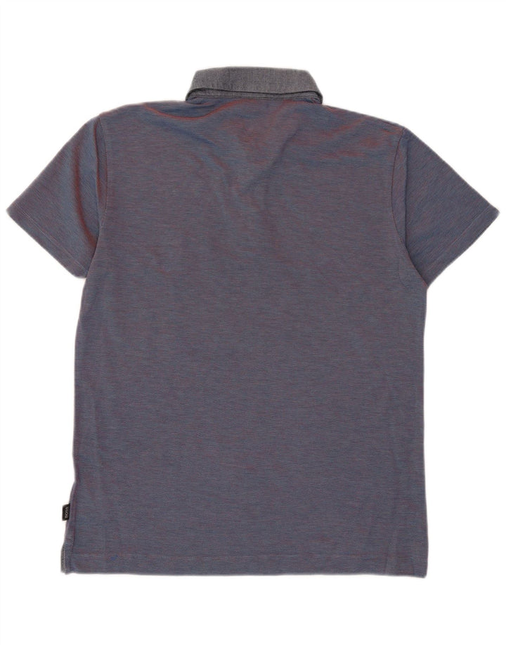 Hugo Boss Herren-Poloshirt mit schmaler Passform, große marineblaue Nadelstreifen-Baumwolle