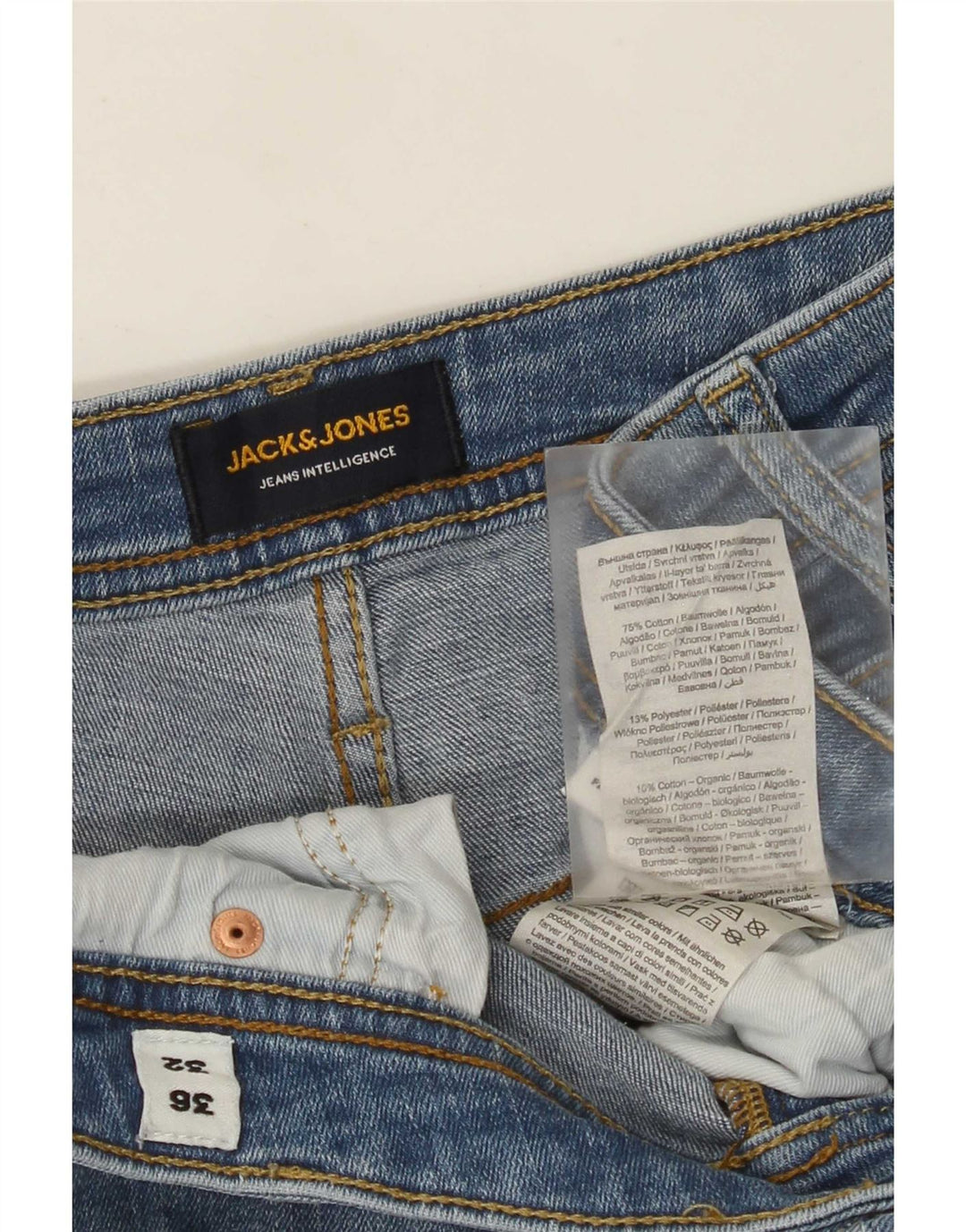 Jack & Jones Herren Distressed Slim Jeans W36 L32 Blaue Baumwolle