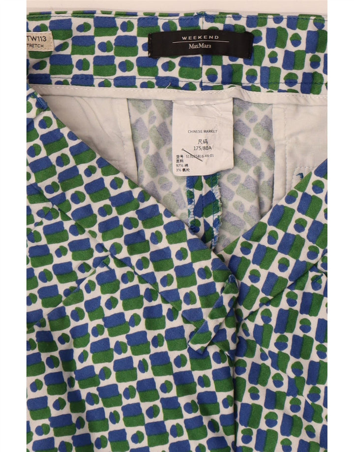 Max Mara Damen Weekend Straight Chino-Hose W32 L26 Blau Geometrisch