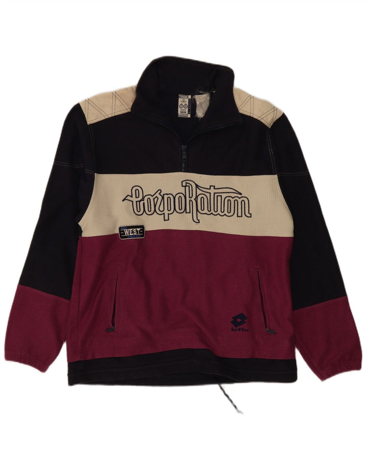 Lotto Herren-Sweatshirt mit grafischem Reißverschluss am Hals, mittelgroß, Marineblau, Farbblock