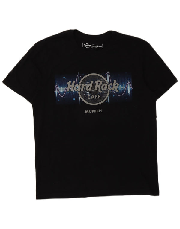 Hard Rock Cafe Herren Munich Graphic T-Shirt Top Large Schwarz Baumwolle