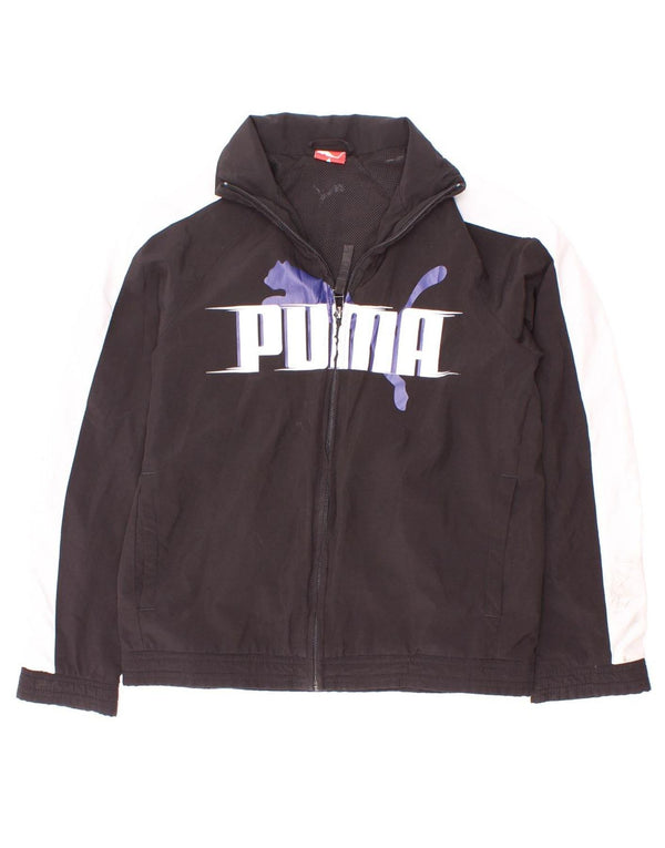 Puma Boys Graphic Tracksuit Top Jacket 9-10 Years Black Colourblock