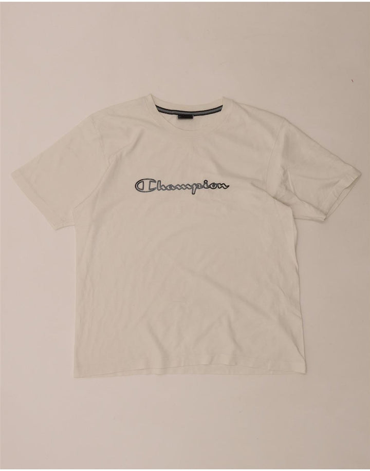 CHAMPION Damen Grafik-T-Shirt-Oberteil UK 16 Large Weiß