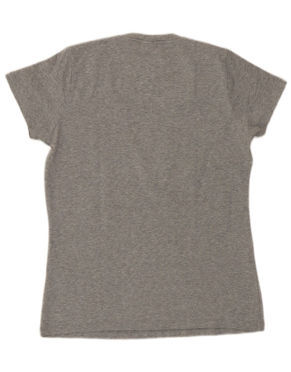 Trussardi Jeans Damen Grafik-T-Shirt-Oberteil UK 14 Large Grau Baumwolle