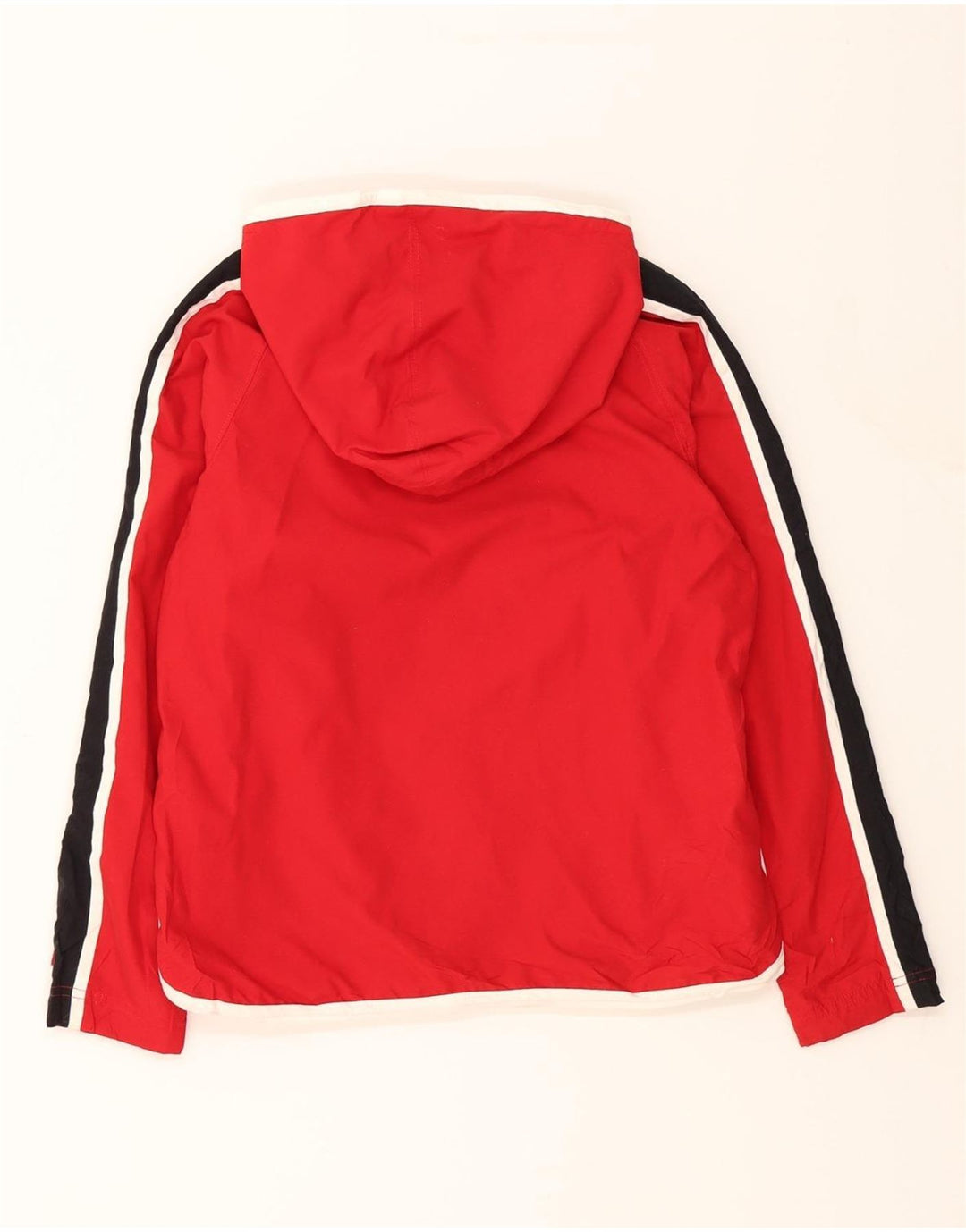 REEBOK Womens Hooded Pullover Rain Jacket UK 10 Small Red Colourblock Vintage Reebok and Second-Hand Reebok from Messina Hembry 