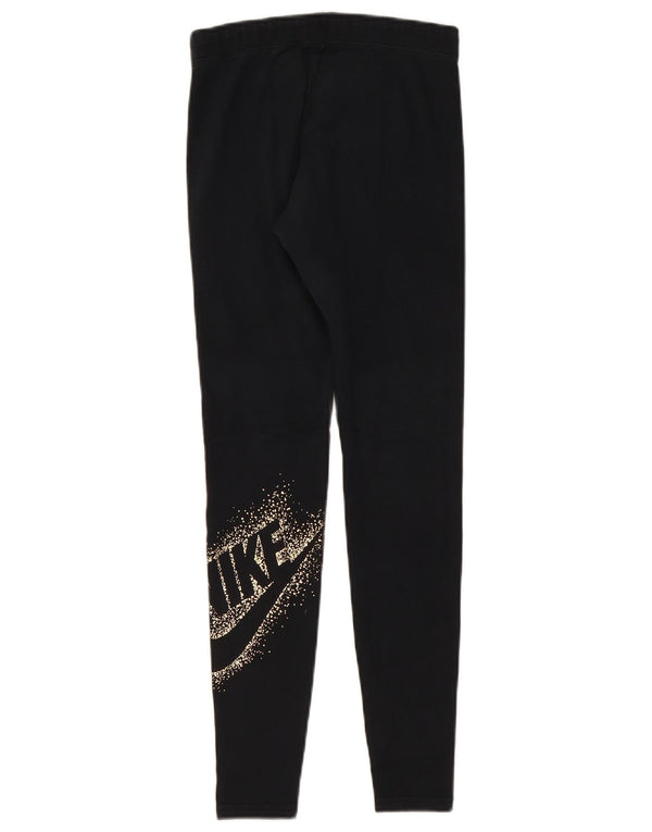 Nike Womens Graphic Leggings UK 8 Small Schwarz Baumwolle