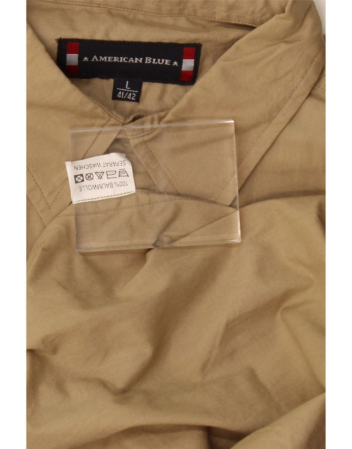 VINTAGE Mens Shirt Size 41/42 Large Beige Cotton Vintage Vintage and Second-Hand Vintage from Messina Hembry 
