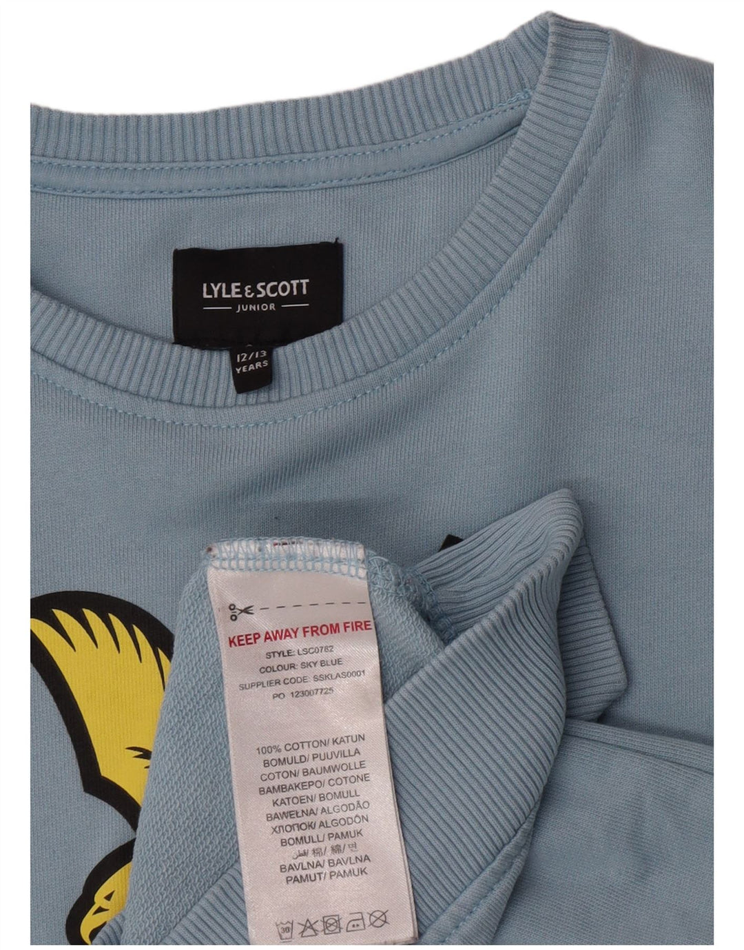 Lyle & Scott Jungen-Sweatshirt mit Grafik, 12–13 Jahre, blaue Baumwolle