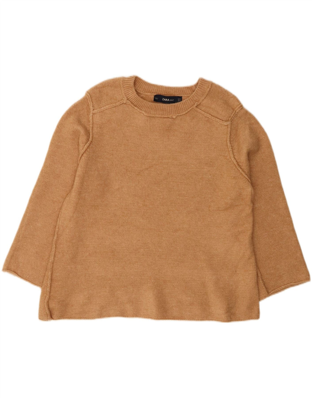 ZARA Womens Oversized Crew Neck Jumper Sweater UK 10 Small Beige Vintage Zara and Second-Hand Zara from Messina Hembry 