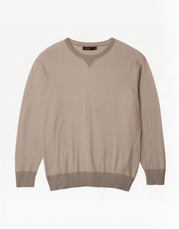 Nautica Mens Boat Neck Jumper Sweater 2XL Grey Cotton