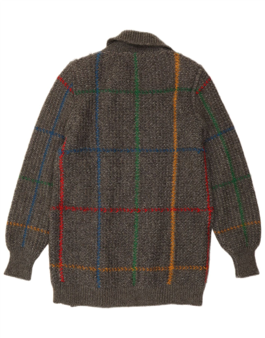 Iceberg Damen-Cardigan-Pullover IT 42 Mittelgrau karierte Wolle