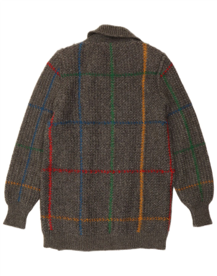 Iceberg Damen-Cardigan-Pullover IT 42 Mittelgrau karierte Wolle