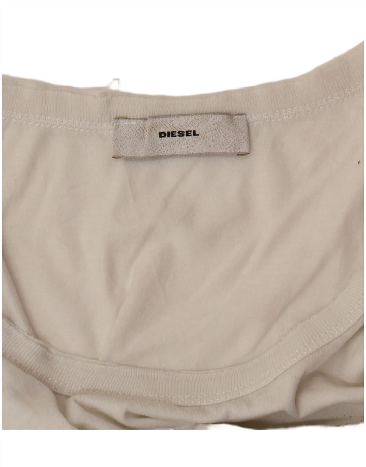 DIESEL Damen Grafik-Weste Top UK 10 Small Weiß