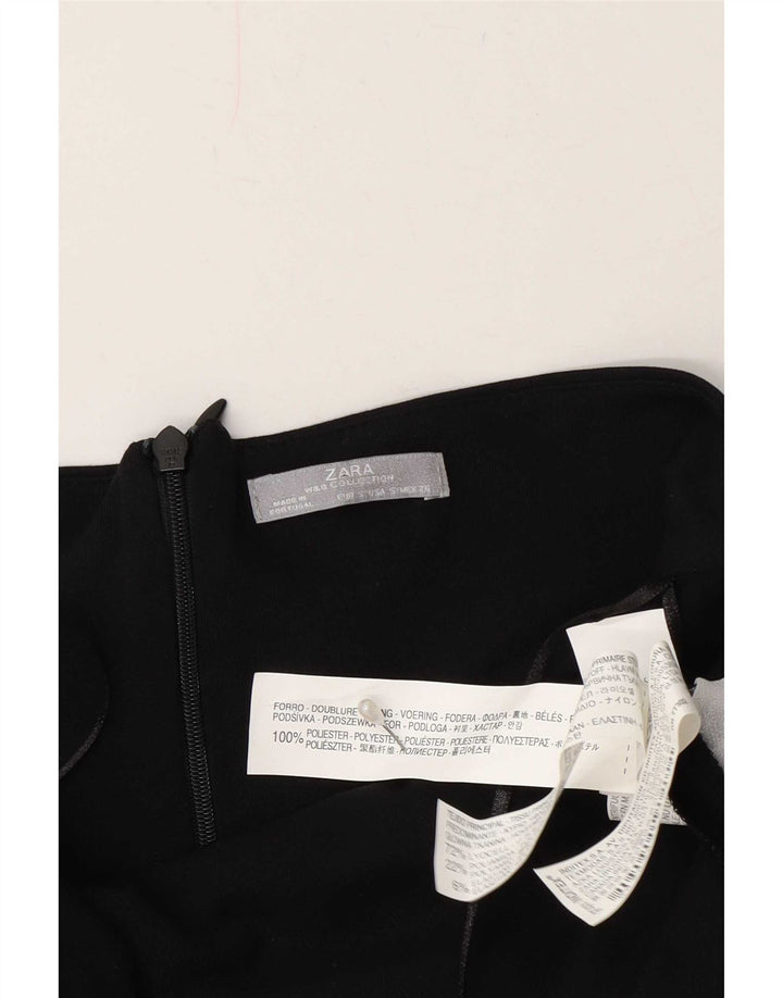 Zara Damen Trägerloses Kleid UK 8 Small Schwarz Polyester