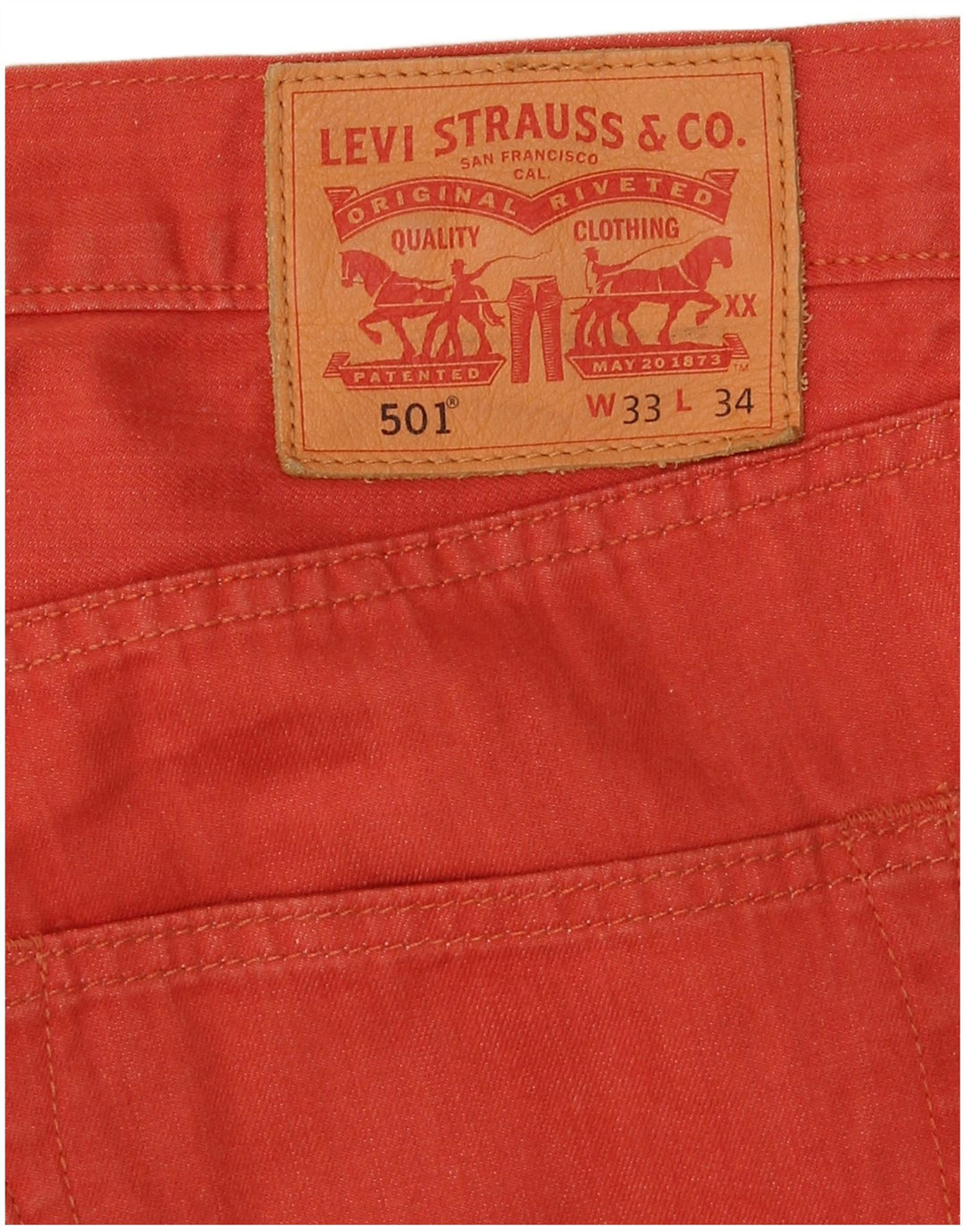 Levi's Herren 501 Straight Jeans W33 L34 Rote Baumwolle