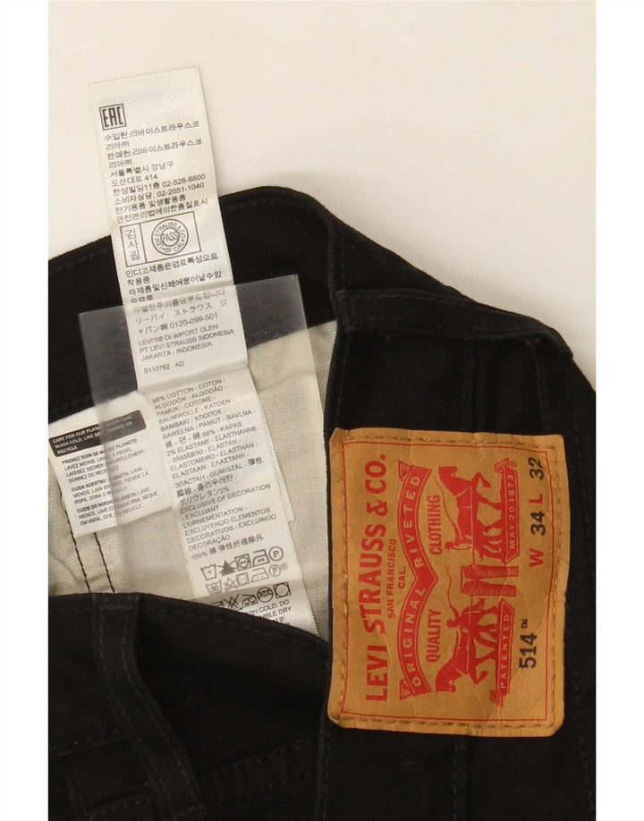 Levi's Herren 514 Straight Jeans W34 L26 Schwarze Baumwolle