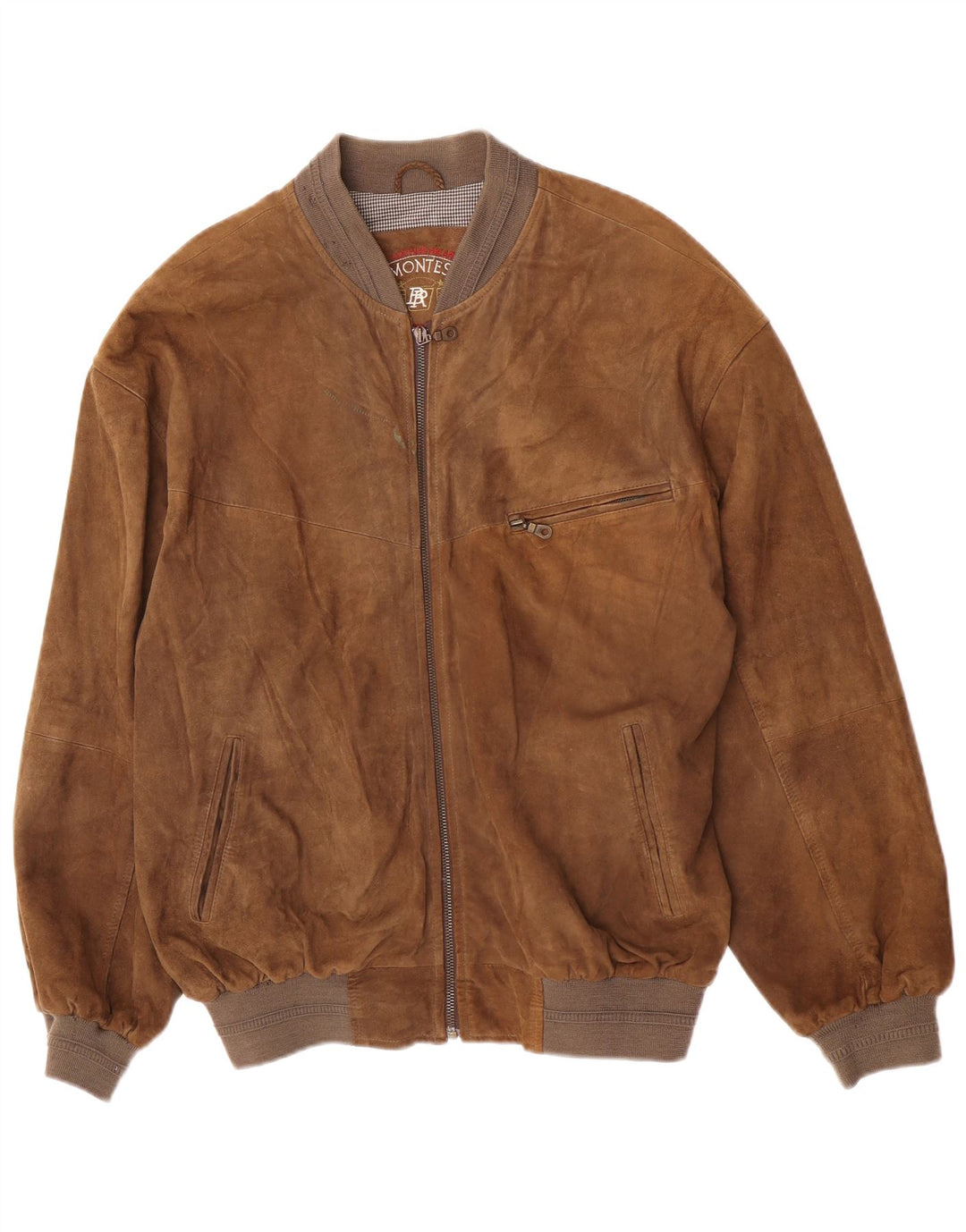 Montes Herren-Bomberjacke aus Wildleder, EU 52, XL, braunes Leder