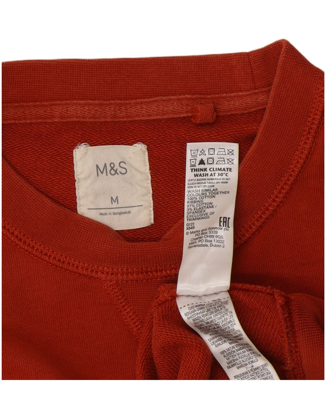 Marks & Spencer Herren-Sweatshirt-Pullover aus mitteloranger Baumwolle