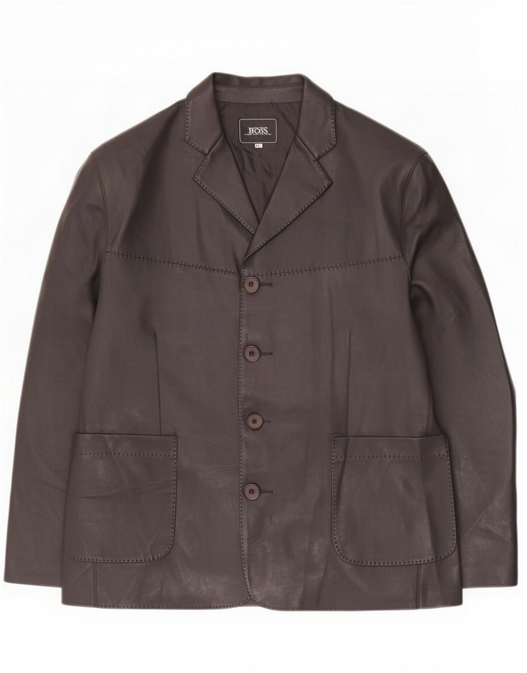 Hugo Boss Herren 4-Knopf-Lederblazer UK 44 2XL Schwarz