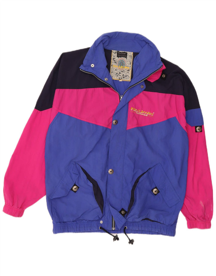 Vintage Herren Windjacke UK 38 Mittelblaues Colourblock-Polyamid