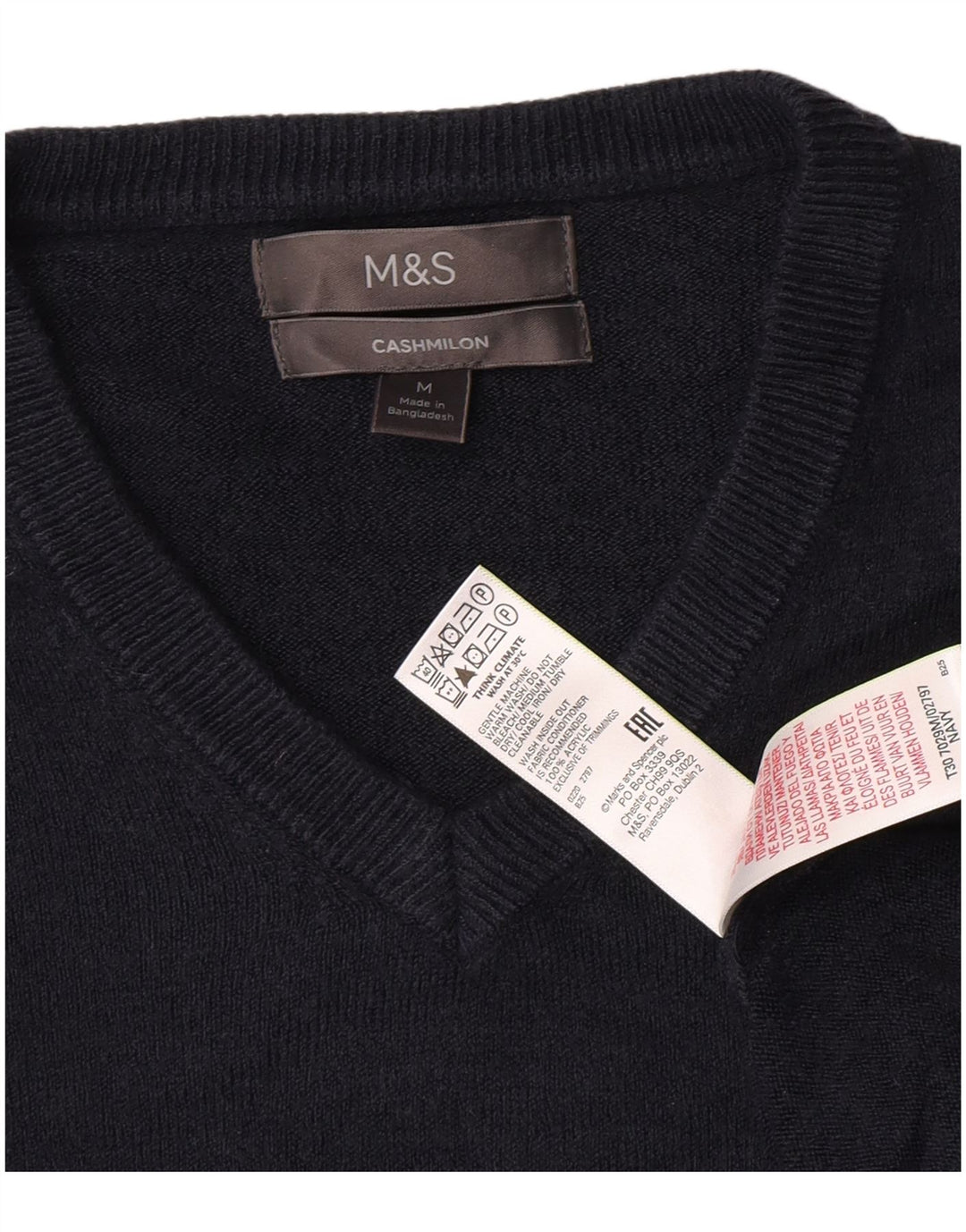 Marks & Spencer Herren-Pullover mit V-Ausschnitt, Mittelblau, Acryl