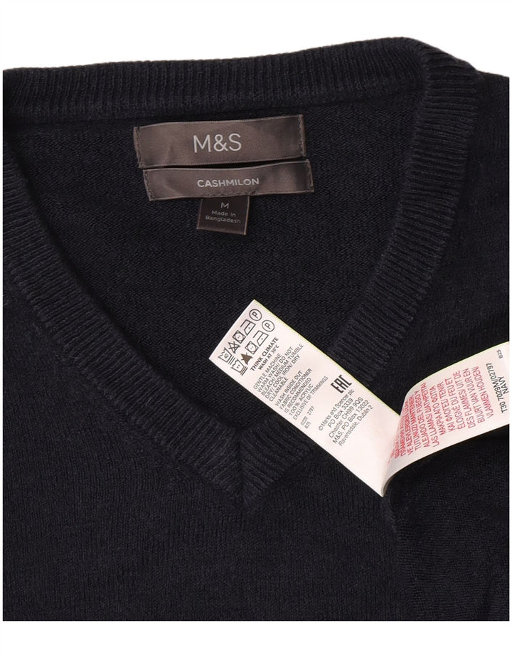 Marks & Spencer Herren-Pullover mit V-Ausschnitt, Mittelblau, Acryl