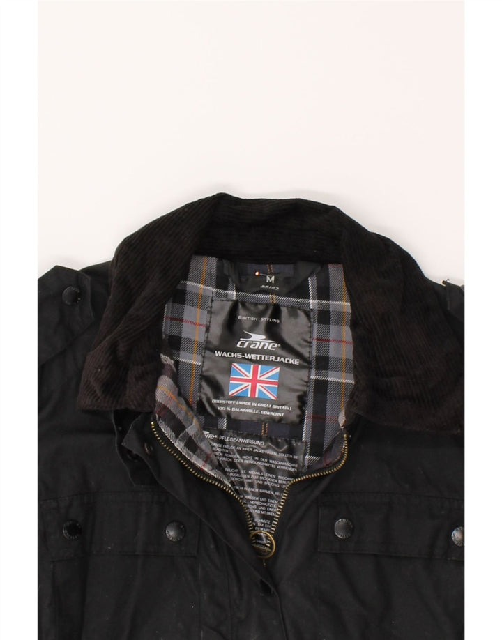 CRANE Womens Military Jacket UK 14 Medium Black Cotton Vintage Crane and Second-Hand Crane from Messina Hembry 