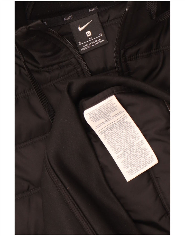 Nike Herren-Jacke mit Kapuze, gepolstert, Größe 42, XL, schwarzes Nylon