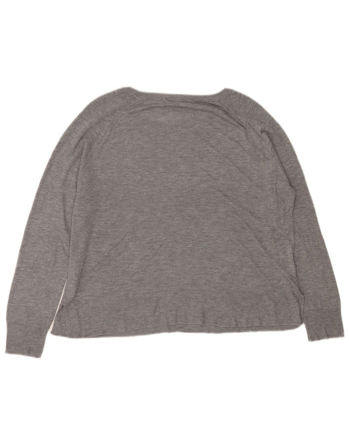 Zara Damen-Pullover mit U-Boot-Ausschnitt, UK 14, mittelgraue Viskose