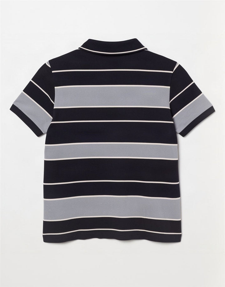 Lacoste Herren-Poloshirt, Größe 5, groß, marineblau, gestreift, Baumwolle
