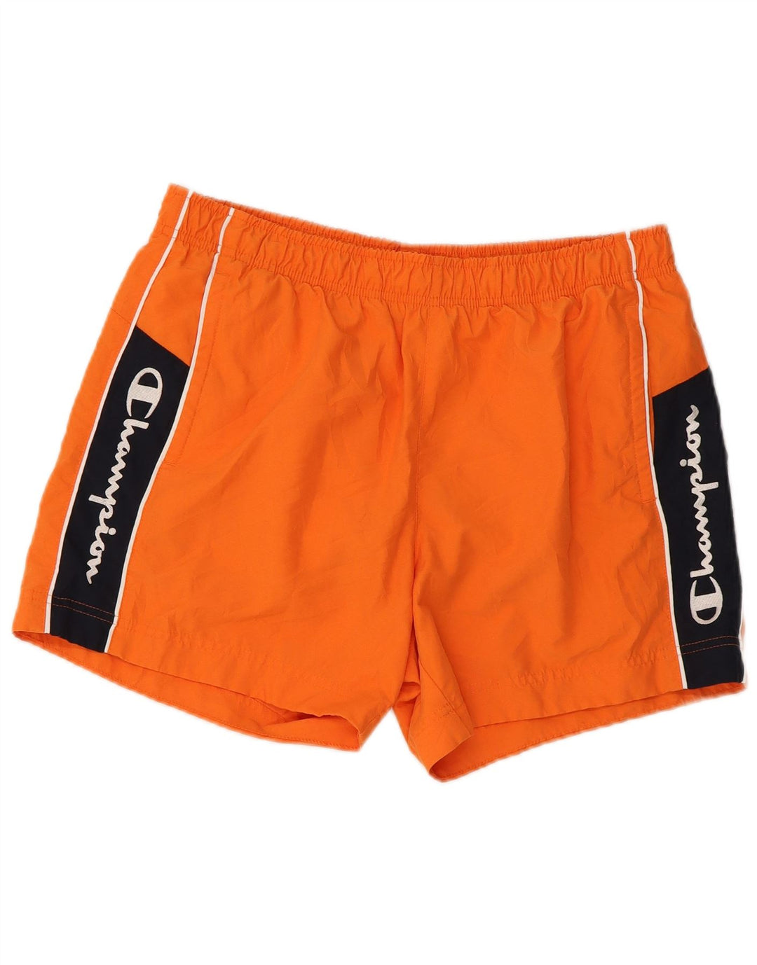 Champion Herren-Badeshorts mit Grafik, groß, orangefarbenes Farbblock-Polyester