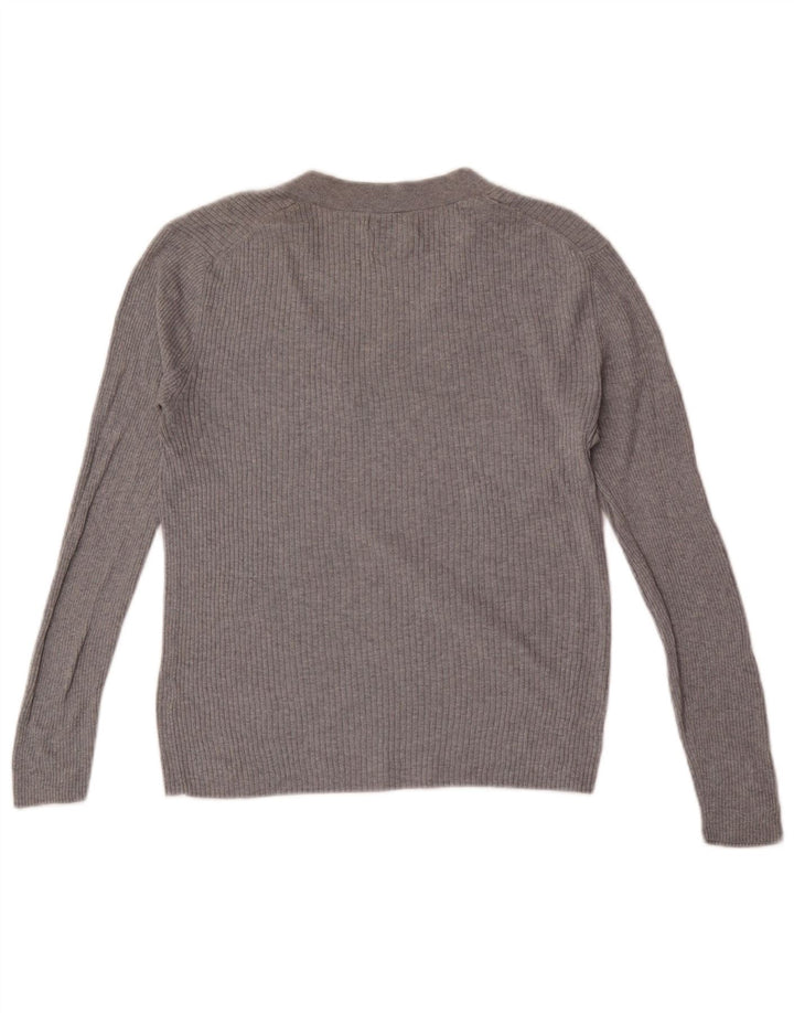 Massimo Dutti Damen Top Langarm UK 14 Große graue Seide