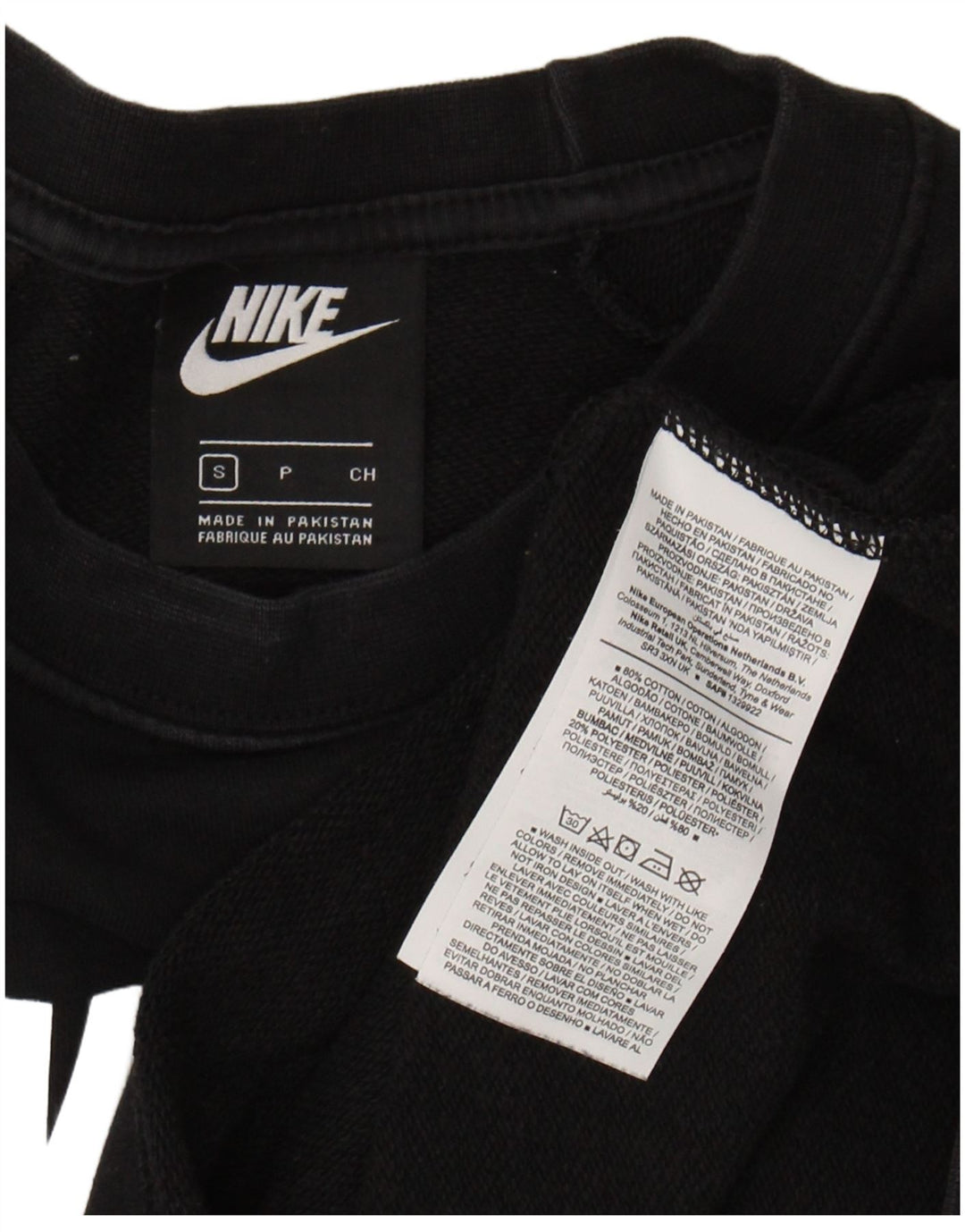 NIKE Womens Graphic Sweatshirt Jumper UK 10 Small Black Cotton