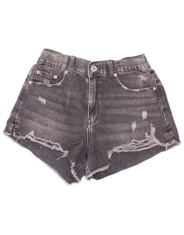 Zara Jeansshorts im Used-Look für Mädchen, 13–14 Jahre, W26, graue Baumwolle