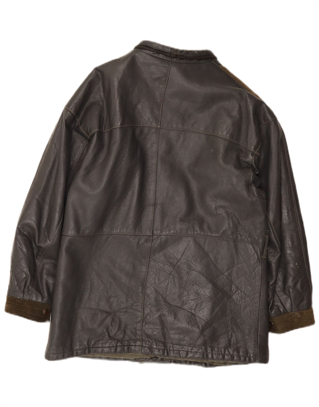 Vintage Damen Lederjacke IT 44 Mittelgraues Colourblock-Leder
