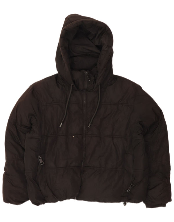 Zara Damen-Kapuzen-Übergröße, gepolsterte Jacke, UK 14, Mittelschwarz, Polyester