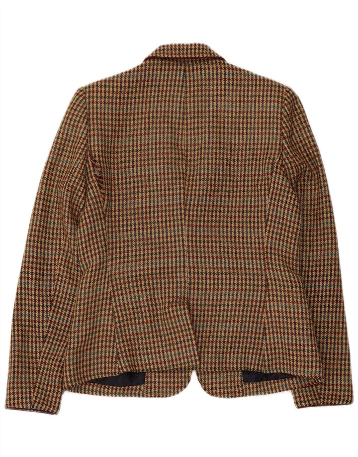 RICH & ROYAL Damen-Blazer mit 1 Knopf, EU 38, Mittelbraun mit Hahnentrittmuster