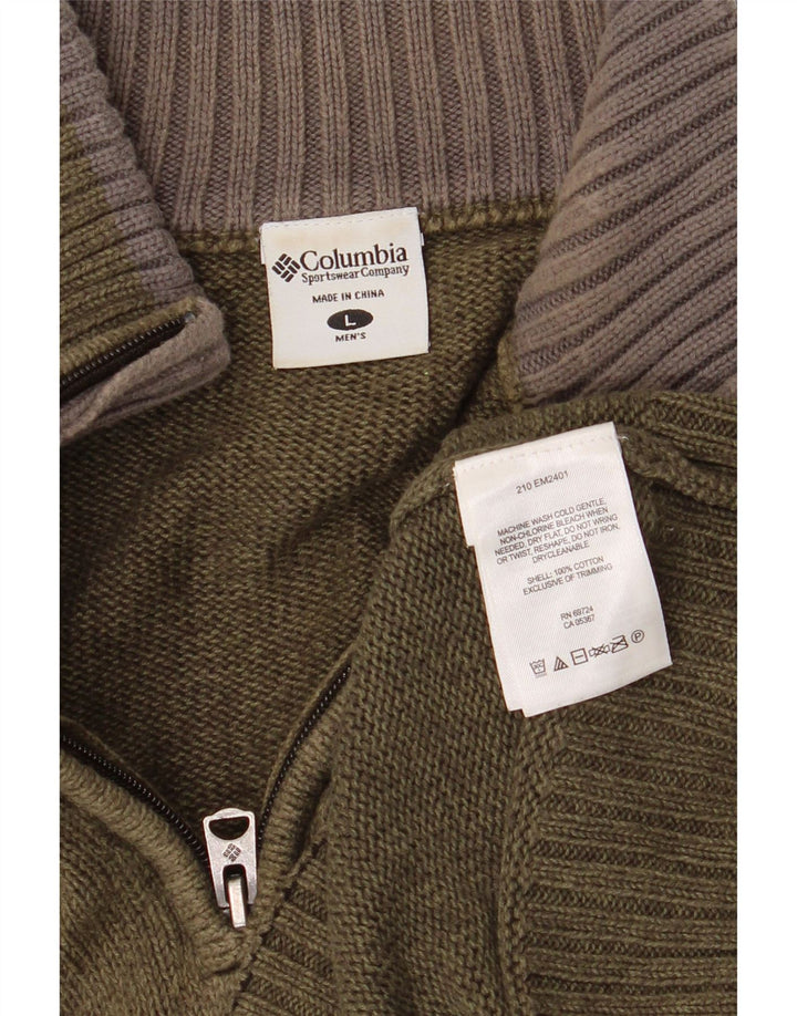 Columbia Herren-Pullover mit Reißverschluss am Hals, große Khaki-Baumwolle
