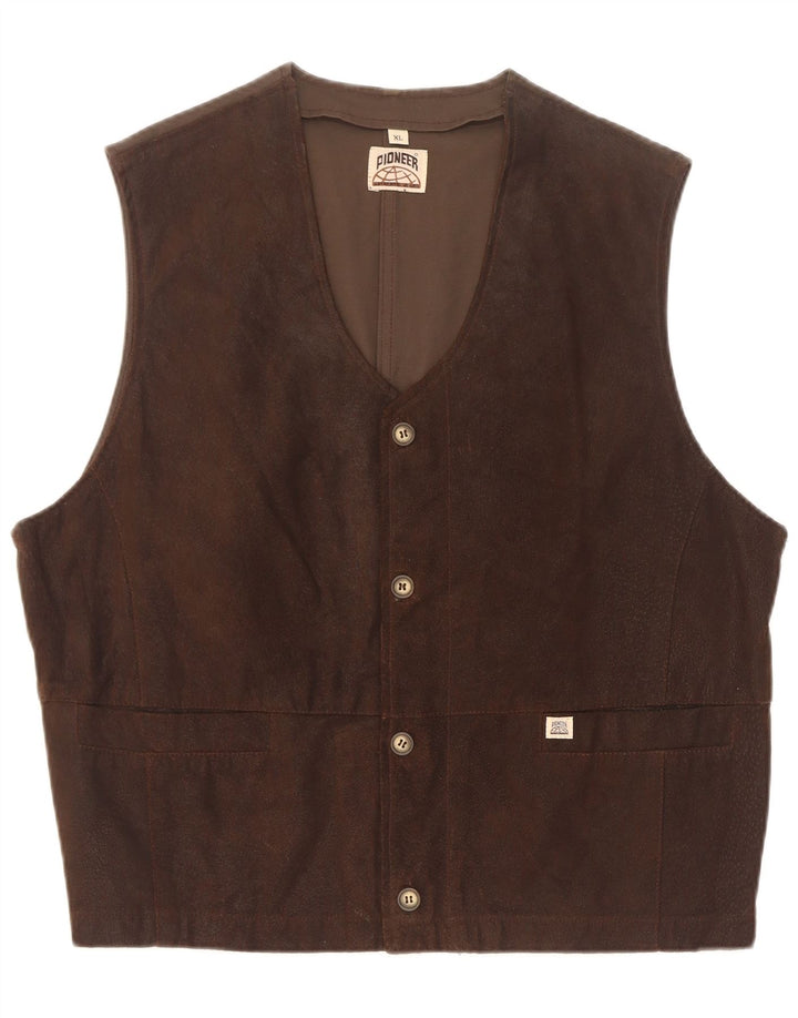 Pioneer Herren-Wildlederweste XL aus braunem Leder