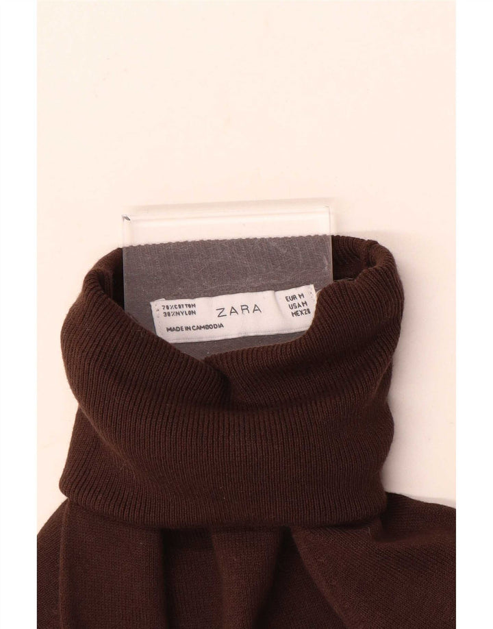 Zara Damen-Pullover mit Rollkragen, UK 12, mittelbraune Baumwolle